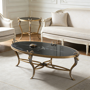 <span class=keywords><strong>Table</strong></span> <span class=keywords><strong>basse</strong></span> ovale vintage en <span class=keywords><strong>bois</strong></span> <span class=keywords><strong>massif</strong></span> de bouleau français, style classique antique, avec pieds sculptés en forme d'animaux, pour salon - Product Image 1