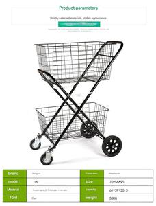 Haute qualité Durable 40KG capacité de charge métal fer panier panier chariots structure de plate-forme pliable avec roues - Product Image 3