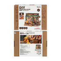 Robotime Rolife 3D Puzzles en bois assemblés jouets DG167 Tipsy Restaurant Kit fait main DIY Miniature Maison