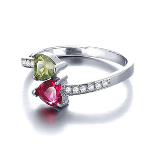 Anello da Donna a Doppio Cuore con Accenti Blu e Viola, Elegante Gioiello in Lega Regolabile, Regalo Romantico - Product Image 2