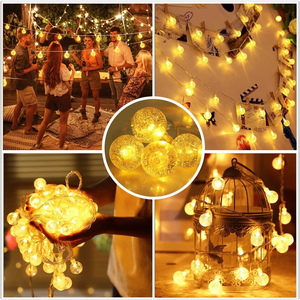 Guirlande lumineuse LED à bulles en plastique IP44 <span class=keywords><strong>de</strong></span> 2 m pour intérieur/extérieur, alimentée par batterie <span class=keywords><strong>solaire</strong></span>, 10 LED blanc chaud, Noël, directement <span class=keywords><strong>de</strong></span> l'usine - Product Image 3