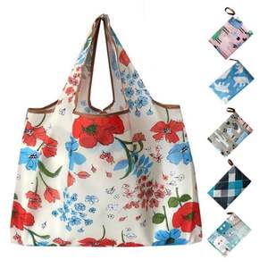 Eco-Friendly Extra Large Reusable <b>Folding</b> Tote Bag 210D Polyester Foldable Grocery Shopping Bag - Product Image 1