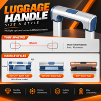Poignée télescopique en aluminium pour bagages, support de téléphone étanche rabattable, tube de protection, tige de traction réglable et légère pour chariot