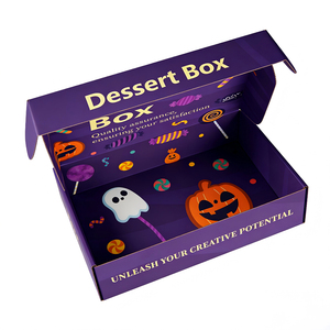 Caja de Postres Corrugada Morada con Logotipo Personalizado para Halloween, Ecológica, con Diseño de Casa Embrujada, Empaque Premium para Dulces - Product Image 3