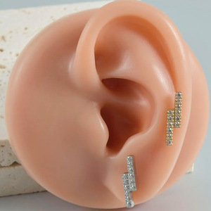 <b>Titanium</b> F136 Earrings With White Zircon Geometric <b>Studs</b> For Ear Daily Wear - Product Image 2