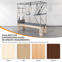 Cama Reformer de Pilates de Madera de Arce de Grado Comercial |   Diseño de Estructura Completa de Torre Trapezoidal |   Para Gimnasios y Estudios de Pilates