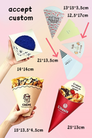 Vente en gros de cônes en papier jetables pour churros, impression personnalisée, cônes en papier kraft pour frites, pour les fast-foods, les snack-bars et les plats à emporter