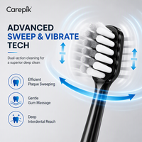 Cepillo de Dientes Eléctrico Carepik 40000 VPM con Carcasa de Aluminio, 3 Velocidades, Fabricado en China, 3 Modos de Limpieza Avanzados