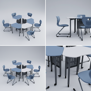 Moderno popolare tavolo da allenamento per riunioni di alta qualità vendita calda mobili da scrivania per la scuola tavolo e sedia Set - Product Image 4