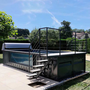 Ngoài trời kích thước lớn FRP 20ft 40ft sợi thủy tinh đúc sẵn hồ bơi thiết kế trên mặt đất vận chuyển container hồ bơi để bán - Product Image 3