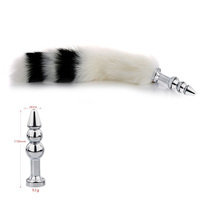 Ensemble d'oreilles de renard noires et blanches avec queue assortie, en silicone, pour plug anal