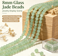 Perles en verre imitation jade colorées, écologiques, brillantes, de 8 mm, en vrac, pour la fabrication de bijoux et l'artisanat