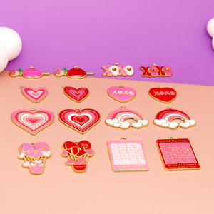 Dudak Şeklinde Sıcak Hava Balonu Buketi DIY Sevgililer Günü Aşk Gökkuşağı Alaşımlı Yağ Damlası Çanta Süsleri Kalp Balon Şekilleri Karışık Kolye Ucu - Product Image 1