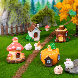 Micro Landscape Cartoon Mushroom Pumpkin House Miniatures Cake Accessories Resin Small Dollhouse for <b>Mini</b> Fairy Garden Ornament - Product Image 1