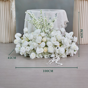 RHD Bola de <span class=keywords><strong>Flores</strong></span> Artificiales de Rosa y Anémona, Centro de Mesa para Bodas, Arreglo de <span class=keywords><strong>Flores</strong></span> de Seda para el Pasillo y Decoración de Mesas de Boda - Product Image 2