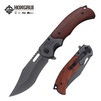Couteau de survie pliant d'extérieur Hongrui 2026 en acier 3Cr13, personnalisable en gros, couteau de poche pour le camping et la chasse, couteau à manche en bois