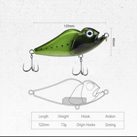 Leurre de pêche VIB The Brave, type Swimbait Stickbait, coulant, en ABS, 122mm 73g, pour Cabillaud, Bar, Truite, Marlin, en rivière, lac et ruisseau