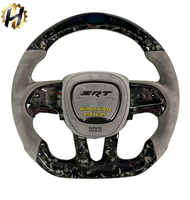 Volante Deportivo de Carreras HZ Dodge Personalizado con Bordado de Fibra de Carbono y Cuero, Estilo Deportivo de 4 Radios y 40 mm de Diámetro para Charger Challenger
