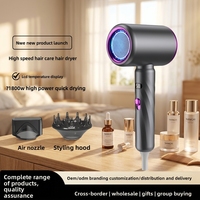 Sèche-cheveux professionnel 2000W à LED haute vitesse avec affichage de température, lumière bleue, air chaud et froid, moteur DC et diffuseur