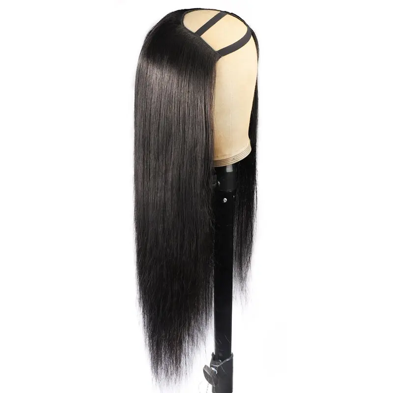 U part Straight human hair wig cuticle aligned lace front brazilian hair extensions cheapest braided virgin human hair