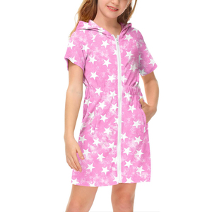 Traje de Baño para Niñas Pequeñas, <span class=keywords><strong>Bata</strong></span> con Capucha y <span class=keywords><strong>Cremallera</strong></span>, con Bolsillos, de Poliéster, para Fiesta en la Playa - Product Image 6