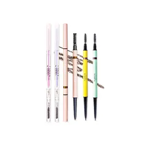 FLORTTE ultra fine eyebrow pencil with brush double head rotating waterproof long lasting eyebrow pen makeup eyebrows