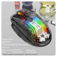 XYH20 2.4Ghz Mouse Gaming Nirkabel RGB Bersinar, Dapat Diprogram 6 Tombol, Sensor Optik untuk Tangan Kanan, Cangkang Transparan, Tersedia