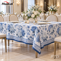 Nappe ronde en polyester imprimée sur mesure OEM, effet lin plissé, pour décoration de maison et de mariage, 120 pouces