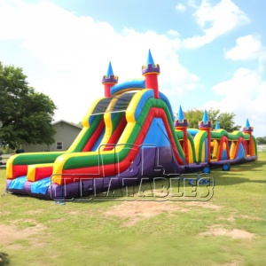 Parcours d'obstacles gonflable commercial en PVC de 70 pieds pour enfants, château gonflable pour activités extérieures, églises, écoles, carnavals - Product Image 2
