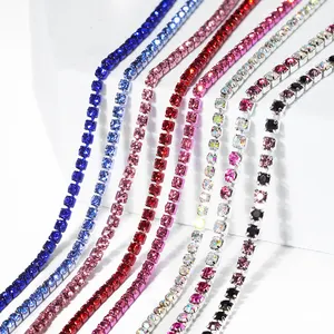 Tinh Thể Thủy Tinh Rhinestone Chain Bạc Cơ Sở Sew On Cup Chains Trên Cuộn Cho Diy May Túi Vải Trang Trí