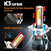 Phares LED de voiture SunRise K3 9005 12V/24V 240W 22000LM 6500K IP67 Étanche Tubes en cuivre Canbus Plug&Play Adaptation universelle