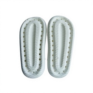 Tongs blanches en EVA à bout ouvert avec boucle, antidérapantes, pour l'été, pantoufles d'intérieur, motif uni, semelle amortie - Product Image 5