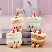 Pendentif porte-clés en peluche Kawaii en forme de pain, jouets en peluche doux, breloque gâteau d'anniversaire en peluche