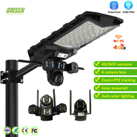 Lampadaire solaire OMSEN 600W avec caméra CCTV 3 objectifs, WiFi, prise en charge 4G, application V380pro Eseecloud pour jardin, cour, route, ferme