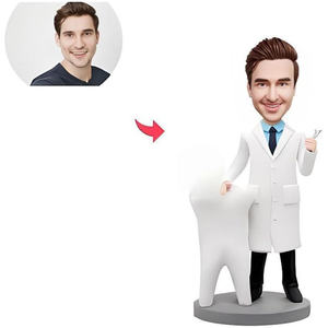 चिकित्सा कर्मचारियों की प्रशंसा के लिए हस्तनिर्मित पॉलीमर क्ले डॉक्टर/नर्स बोबलहेड - Product Image 5