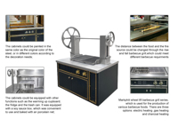Grill rotatif commercial en acier inoxydable 18+12 kW pour grands événements, avec système de levage intelligent pour charbon de bois et rotation, pour repas interactifs