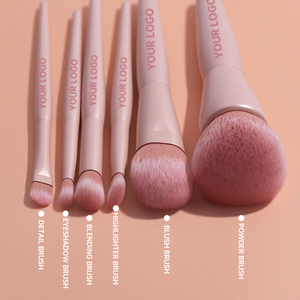 Ensemble de <span class=keywords><strong>pinceaux</strong></span> de maquillage végétalien en gros, 6 pièces, outils de beauté roses avec pinceau correcteur, pinceau à paupières - Product Image 2