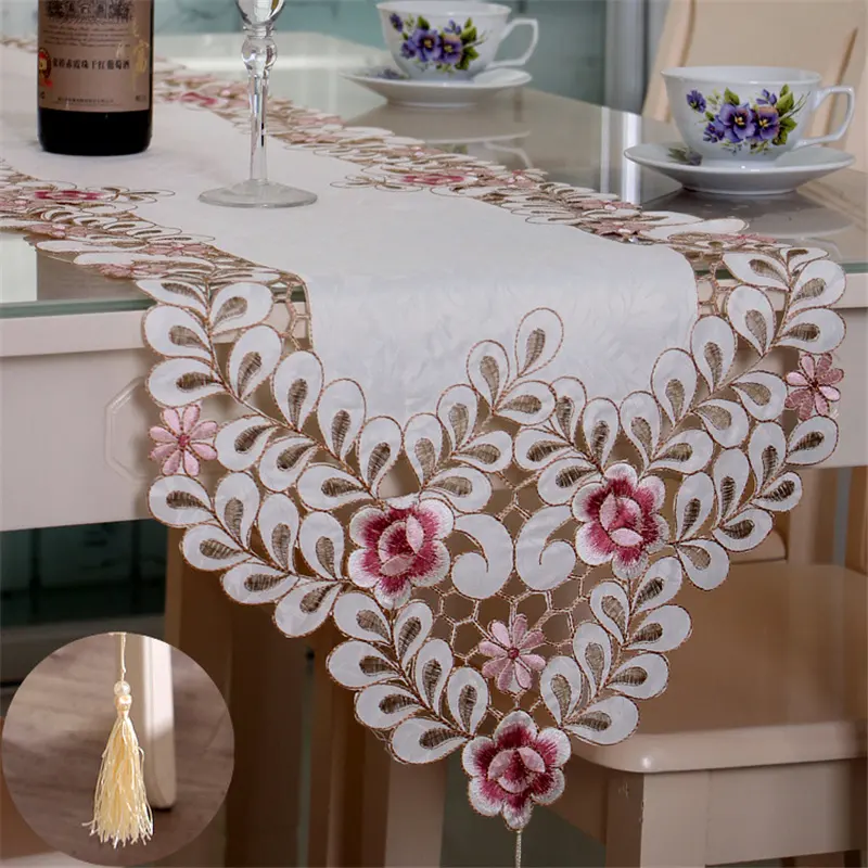 Camino de mesa de comedor con flores clásicas, decoración de mesa de comedor para el hogar, venta al por mayor