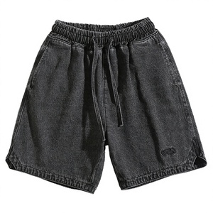 Unisex Acid Washed 100% Cotton Drawstring Sweat Shorts Breathable Mid <b>Trunk</b> Customizable Logo Printed Solid Hot Shorts - Product Image 2