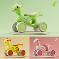 Voiture à roulettes pour enfants dinosaure, 4 roues, anti-retournement, en PP sûr, pour les enfants de 12 à 48 mois, jouet unisexe pour l'intérieur et l'extérieur