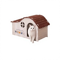 Mignonne maison pour chat en feutre de style dessin animé, abri modulaire pour animaux de compagnie, maison pour chat toute saison, garde au chaud