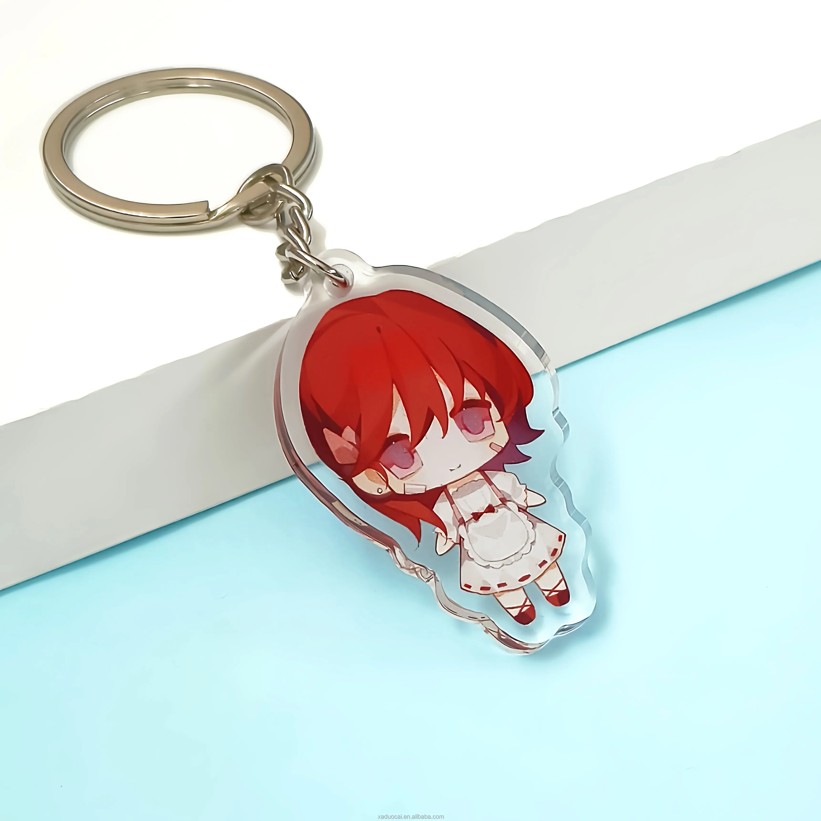 Custom Printed Transparent Acrylic Keychain Makes Your Own 6-Color UV Printed Stainless Steel Charm