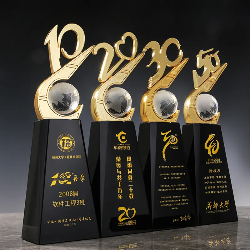 Anniversary Metal Crystal Trophy Customized Enterprise Crystal Anniversary Celebration Commendation Annual Staff Award