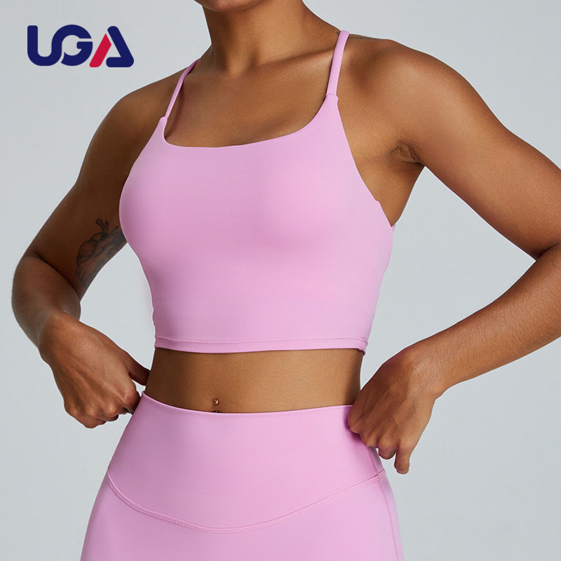 Yoga Vest Women's Shockproof Gathered Cross Back Sports Bra Quick-drying Fitness Top Gym Wear for Women