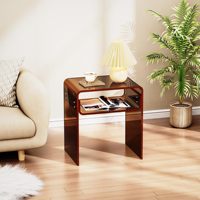 Fabrik Großhandel 2-Tier Brown Acryl Beistell tisch 2-Tier Nachttisch für Wohnzimmer Schlafzimmer Home Decor Couch tische
