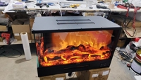 Cheminée électrique autoportante à double face avec vue sur 3 côtés, avec télécommande pour une utilisation en intérieur dans les hôtels