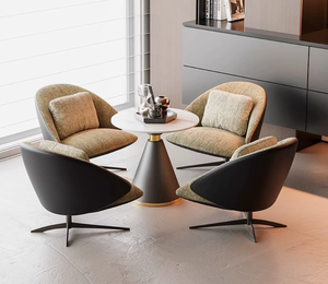 Sillas de diseño moderno para recepción, sillón giratorio de tela, terciopelo y cuero para sala de estar, vestíbulo de hotel, hogar, oficina y villa. - Product Image 5