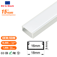 Profilés en aluminium pour éclairage LED, en stock dans l'UE, largeur 18 mm, montage en surface, lumière linéaire LED, extrusion d'aluminium