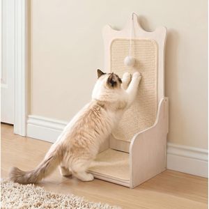 Wooden Cat <b>Scratching</b> <b>Post</b> L Shaped Upright Indoor Cat Tree Durable Minimalist Design Pet Resting Place - Product Image 1