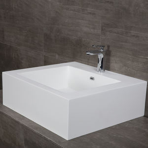 Lavabo mural en céramique blanc de haute qualité au design moderne, surface solide, pour la maison et l'hôtel - Product Image 1